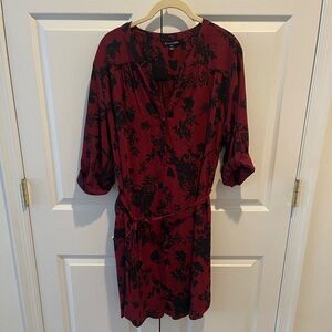 Burgundy and Black Floral Dress- Hawthorn (stitchfix), XXL, 3/4 sleeves.